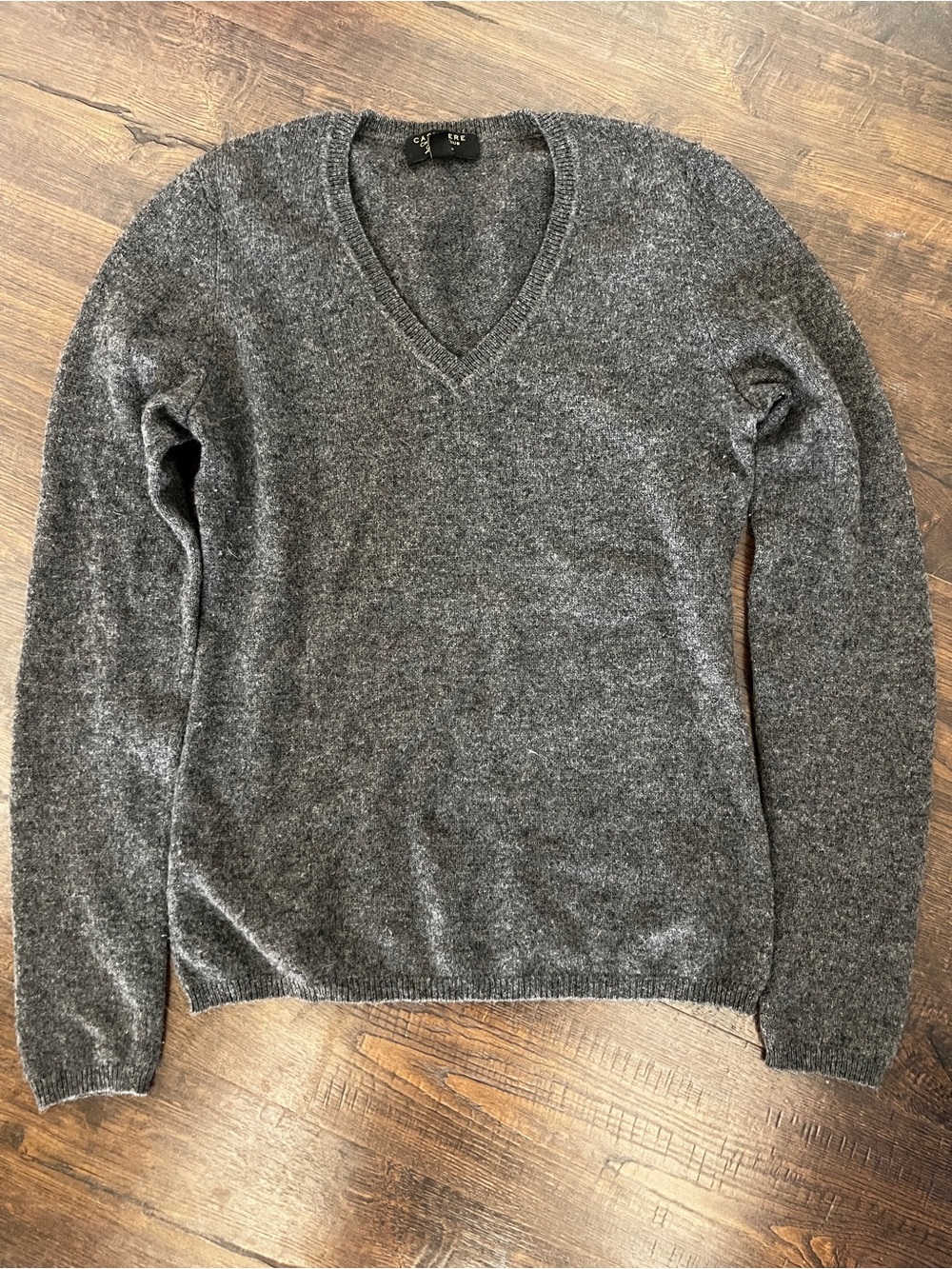 Charcoal Gray cashmere V-Neck Sweater